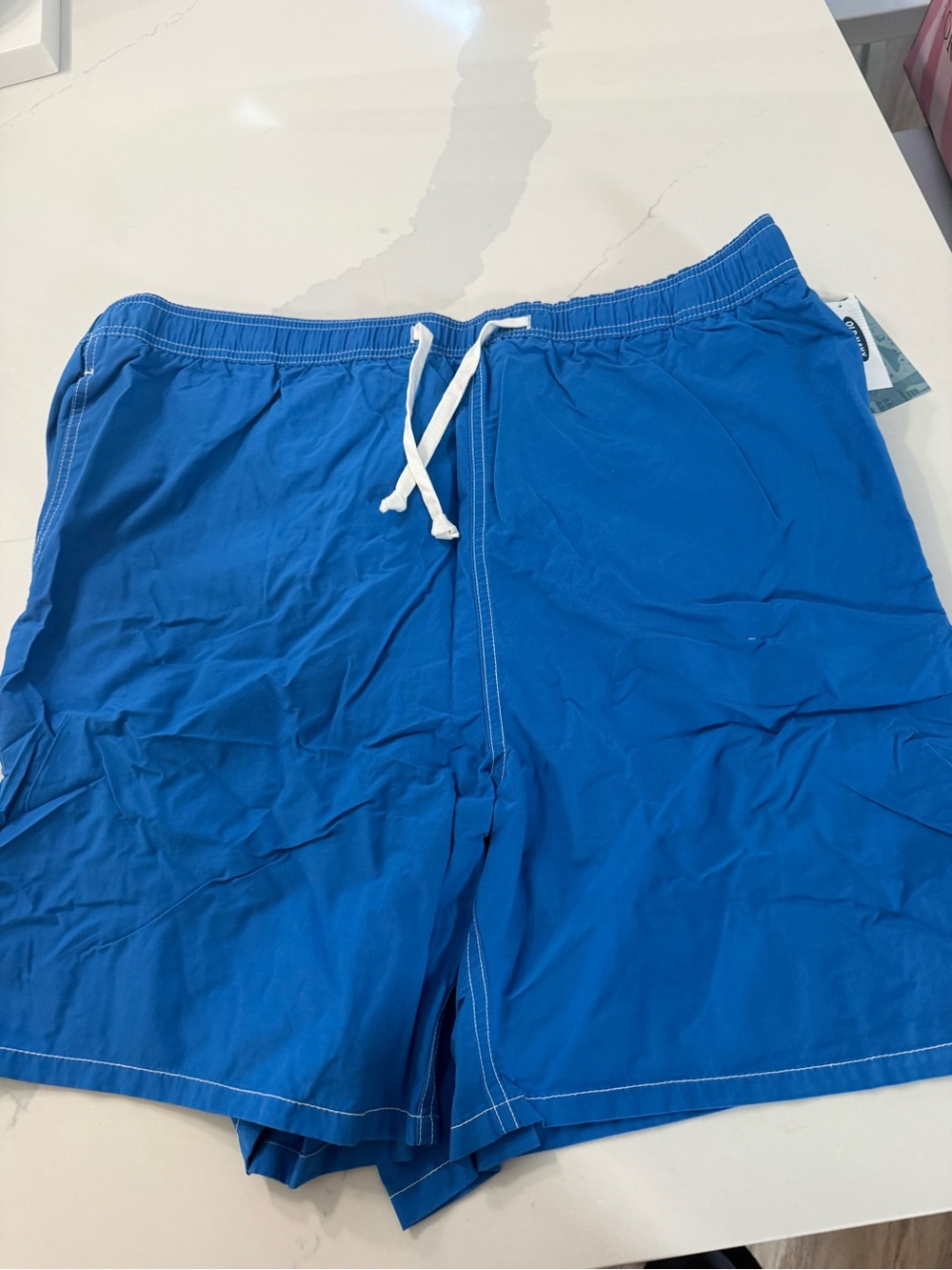 Old Navy Bright Blue Men's Swim Trunks with White Drawstring